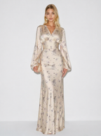 Zephrina Estelle floral satin-look maxi dress in ivory