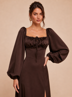 Zephrina Ginevra satin puff sleeve maxi dress