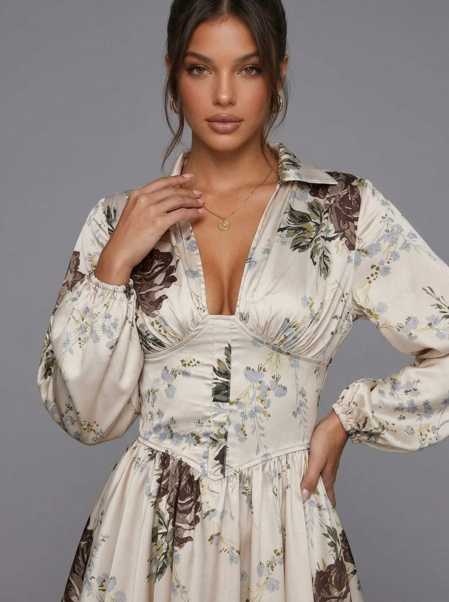 Zephrina Briselle floral satin mini dress