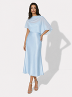 Zephrina Elaria cape overlay midi dress in blue