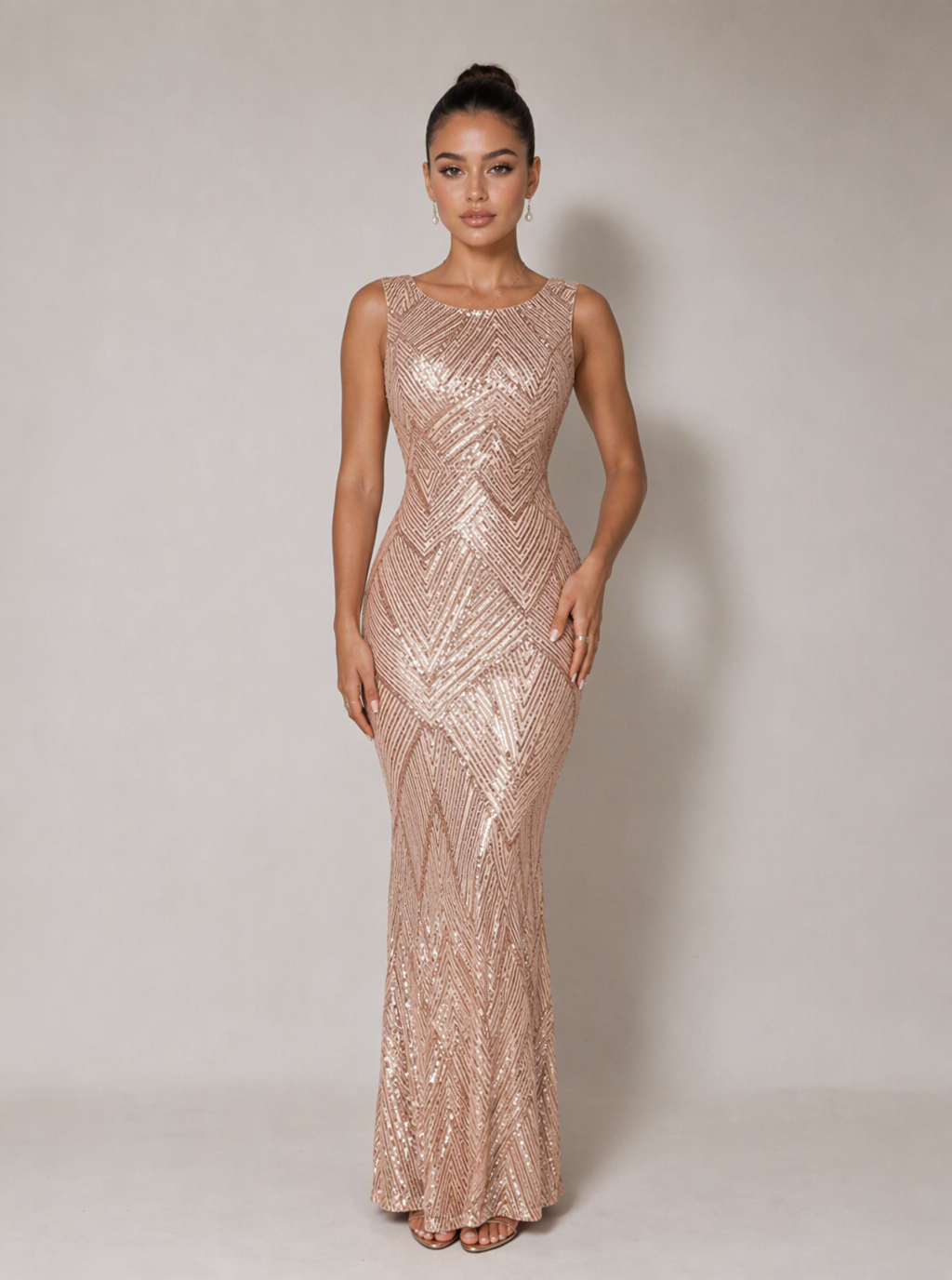 Zephrina Fidelia sleeveless sequin maxi dress in gold