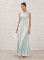 Zephrina Paloma satin cape maxi dress in green