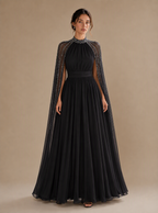 Zephrina Sybelle cape-overlay chiffon maxi dress