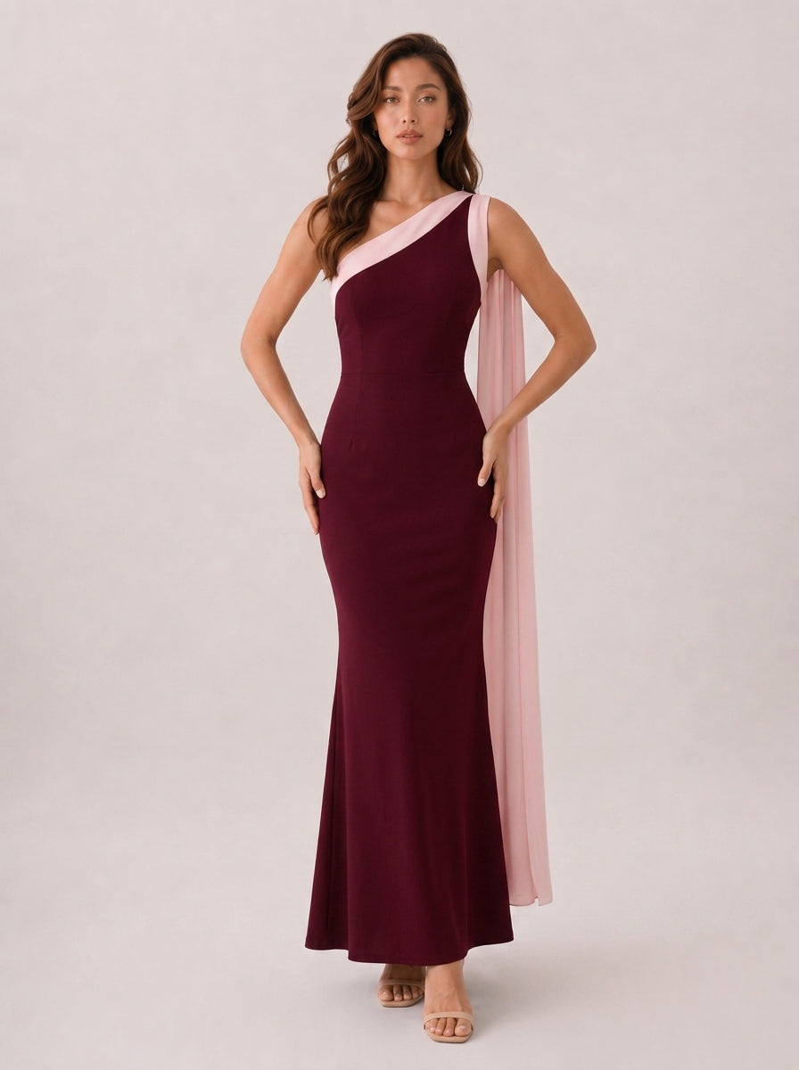 Zephrina Xanthe colorblock chiffon maxi dress in black
