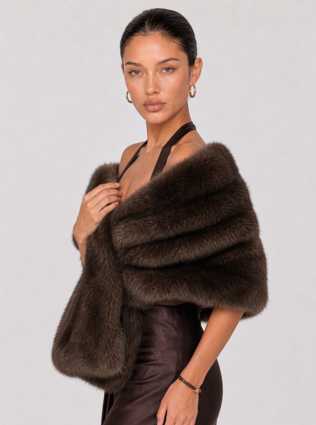 Marietta Draped Faux-Fur Shawl