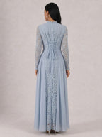 Zephrina Delara lace chiffon maxi dress in blue