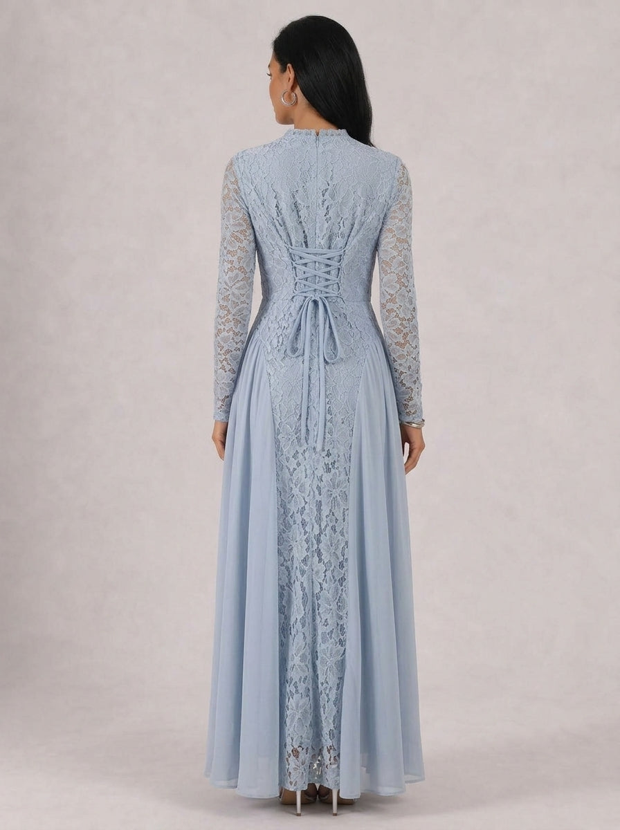 Zephrina Delara lace chiffon maxi dress in blue