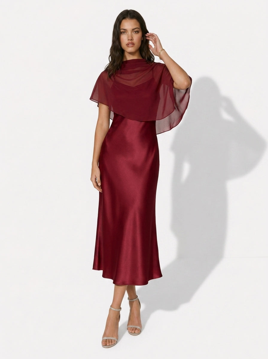 Zephrina Elaria cape overlay midi dress in blue