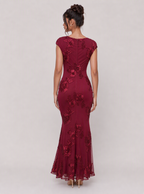 Zephrina Marceline embroidered square-neck mermaid maxi dress in blue