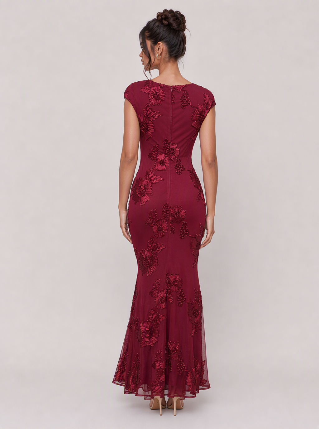 Zephrina Marceline embroidered square-neck mermaid maxi dress in blue