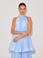 Zephrina Leonie pleated tiered maxi dress in blue