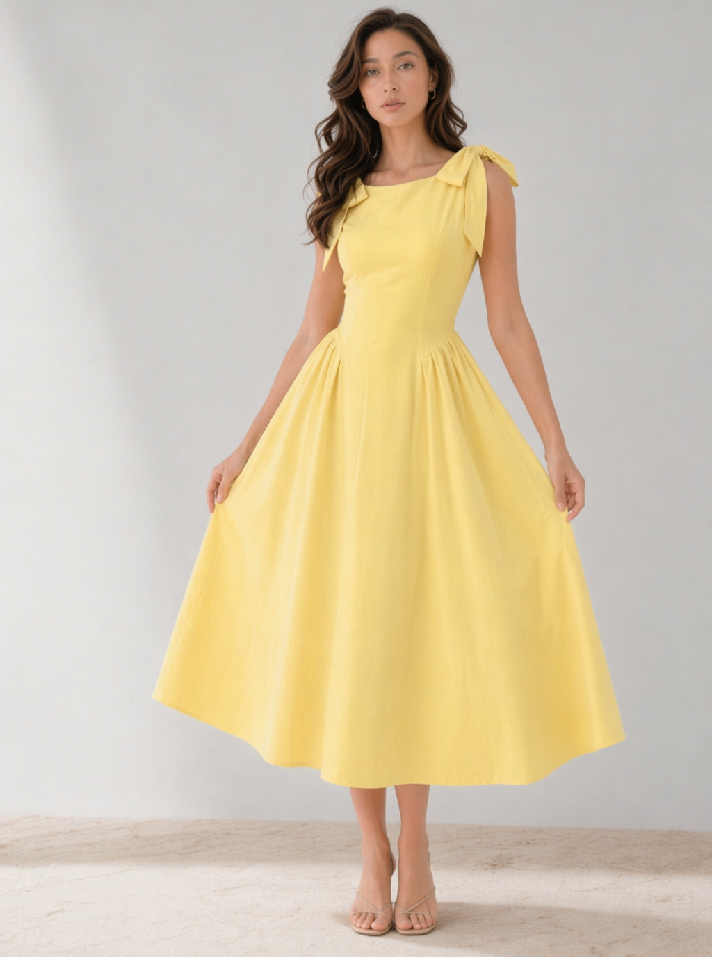 Brooke Bow Shoulder Midi Dress