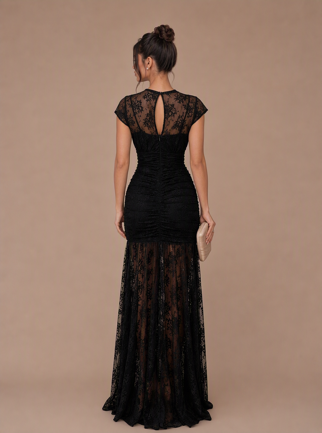 Zephrina Liorisse lace mesh maxi dress in black