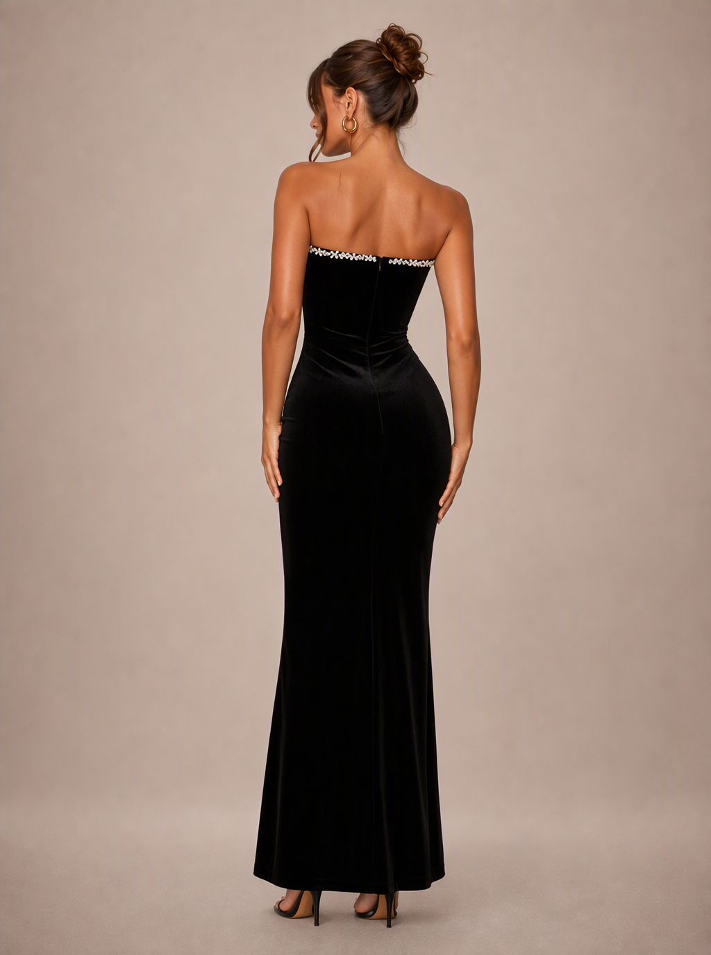 Zephrina Nereline velvet mermaid maxi dress in black