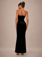 Zephrina Nereline velvet mermaid maxi dress in black
