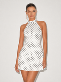 Zephrina Nerissa polka dot halter mini dress in white