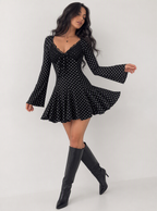 Bettina Lace-Trim Polka Dot Mini Dress