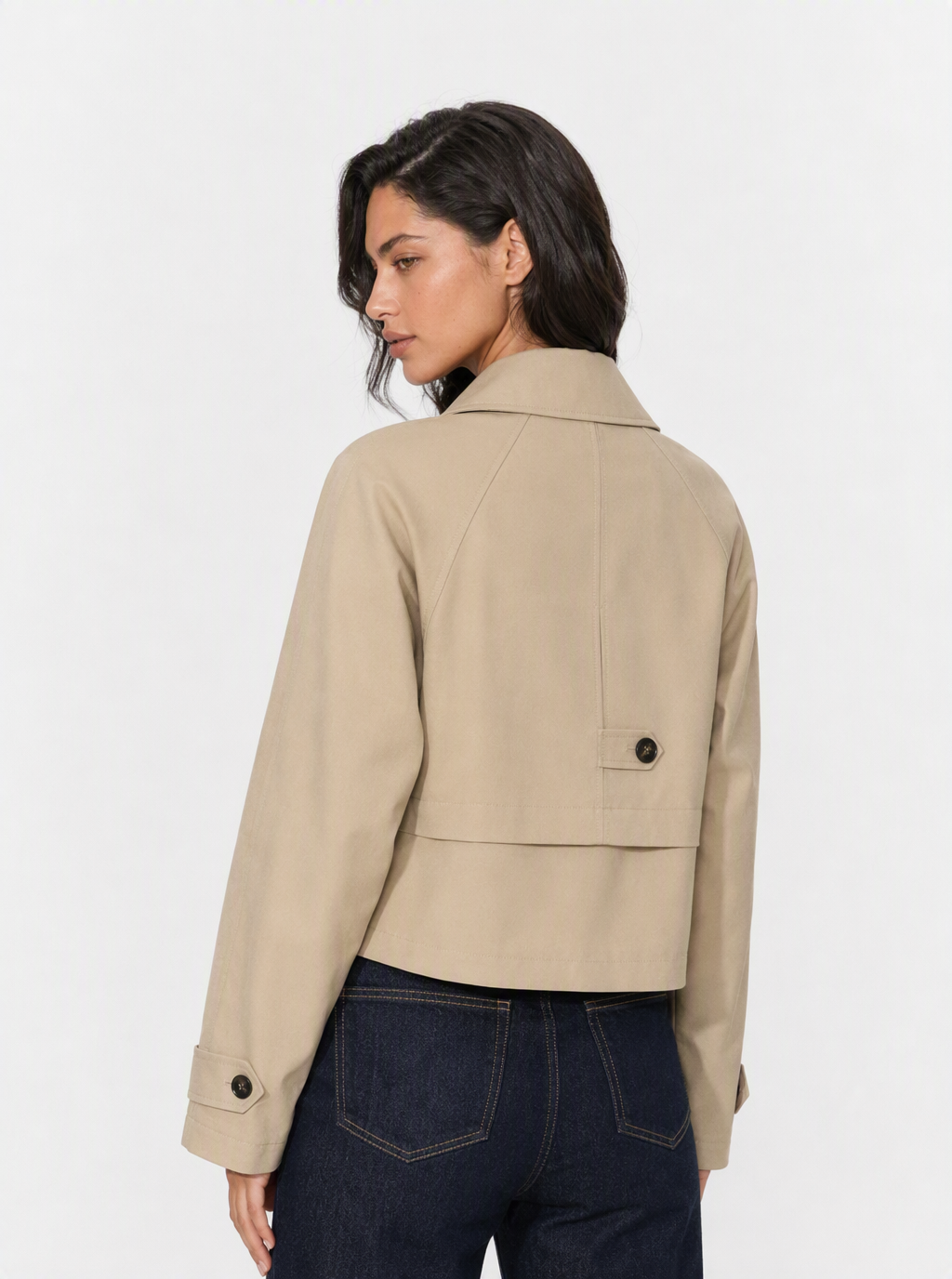 Zephrina Lenora cropped trench jacket in khaki