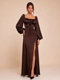 Zephrina Ginevra satin puff sleeve maxi dress