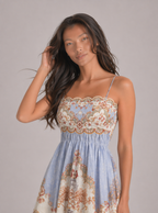 Zephrina Romilly tiered border-print maxi dress in blue