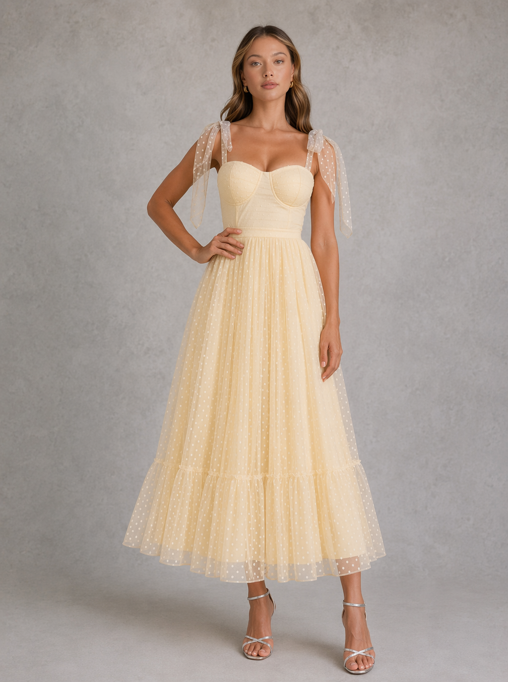 Beatrice Polka Dot Mesh Dress