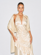 Zephrina long evening shawl in champagne gold