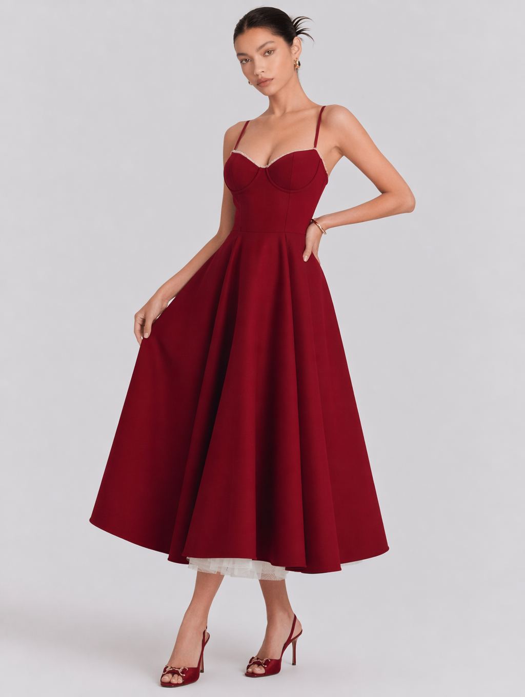 Bustier A-Line Midi Dress