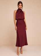 Zephrina Ismeria draped satin midi dress