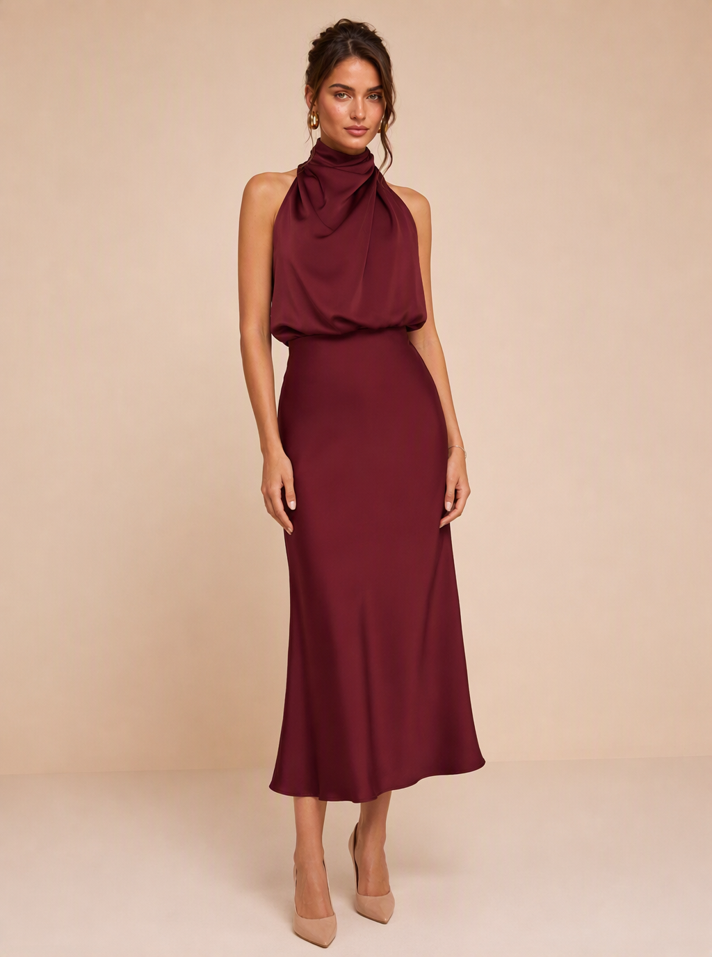 Zephrina Ismeria draped satin midi dress