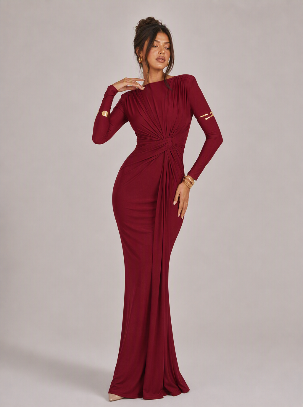 Zephrina Isabeau twisted drape maxi dress in blue
