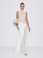 Isobel Rosette Lace-Panel Maxi Dress