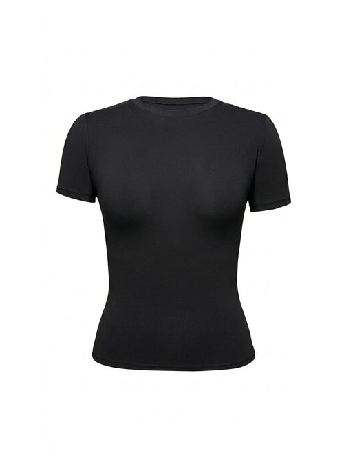 Barbara Basic Crew Neck Crop Tee