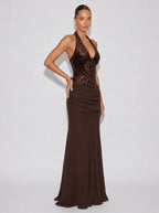 Vesper Sequin Halter Maxi Dress