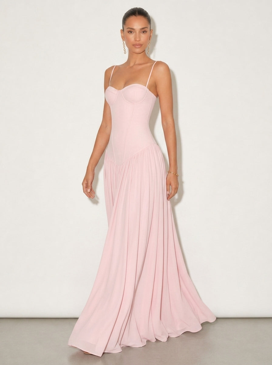 Abito lungo Colette in chiffon con corsetto