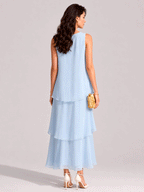 Ärmelloses, gestuftes Chiffon-Maxikleid „Luna“