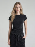 Washed Crewneck Tee & Drawstring Maxi Skirt Set