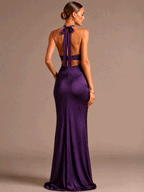 Scarlett Halter Neck Satin Maxikleid
