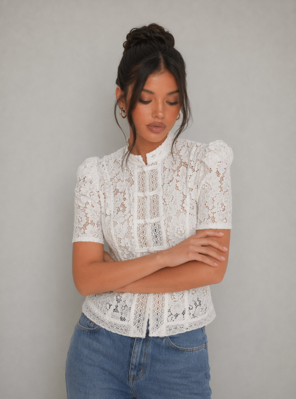 Cassandra Lace Mandarin Oberteil
