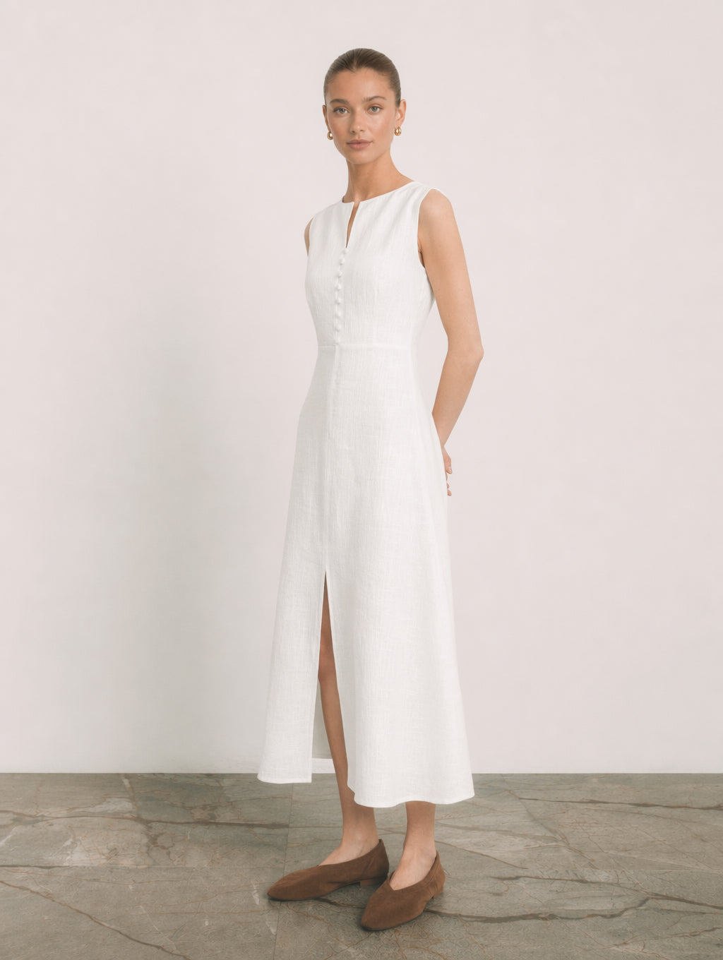 Women's Sleeveless Linen Maxi Dress