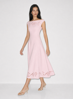 Andrea Embroidered Bow Midi Dress