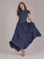 Allison Polka Dot Lace-Up Maxi Dress