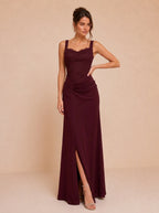 Katriel Lace Trim Slit Maxi Dress