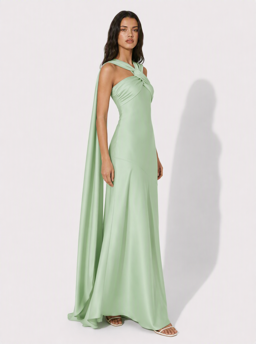 Annelise Scarf Halter Maxi Dress
