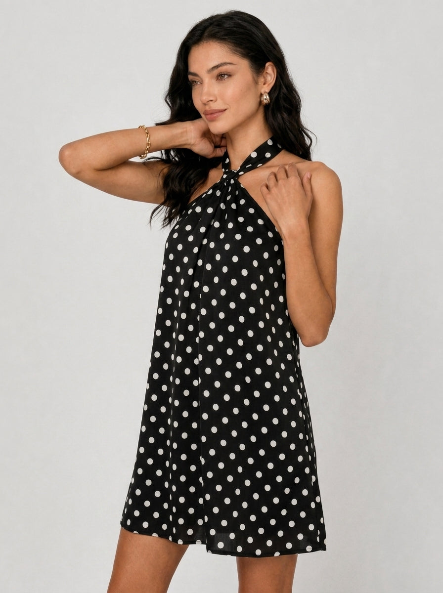 Marina Polka Dot Halter Mini Dress