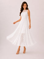 Eleanor weißes Spitzen-Midikleid
