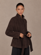 Zephrina Ines belted suede peplum jacket