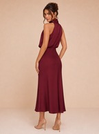 Zephrina Ismeria draped satin midi dress