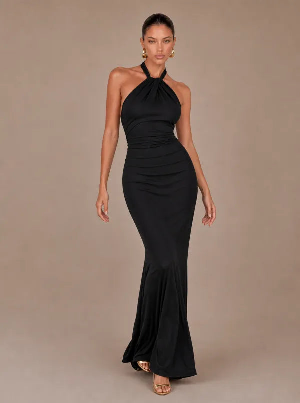 Zephrina Dorinda cross-halter maxi dress in sea green