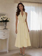 Sadie Midi-Hemdblusenkleid mit Neckholder und Gürtel