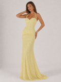 Zephrina Serelle sequin lace halter maxi dress in yellow